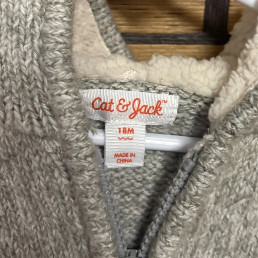 Cat &‎ Jack Gray Zip Up Sweater Jacket Size 18 Months